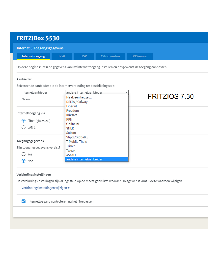FRITZ!Box 5530 Fiber WiFi - Glasvezel router 6 AON